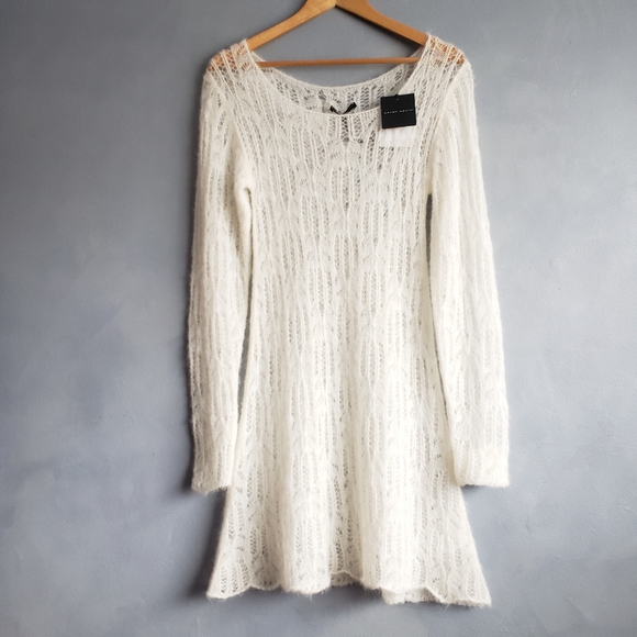 NWT SARAH PACINI KNEE LENGTH ALPACA WHITE KNIT DRESS, ONE SIZE - Picture 5 of 14